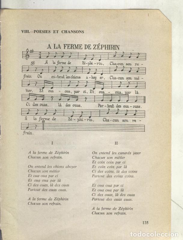 Postkarten: Foto: Letra y musica de A la ferme de Zephirin - Varios