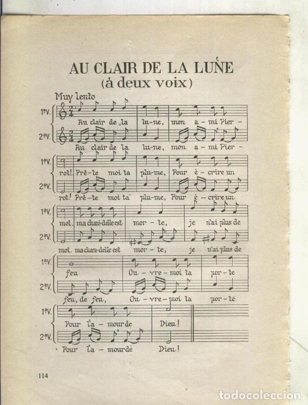 Cartes Postales: Foto: Letra y musica de Au clair de la lune - Varios