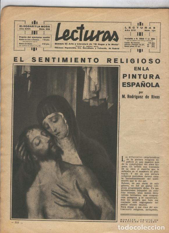 Cartes Postales: Lecturas numero 154, marzo 1934: El sentimiento religoso en la pintura espa&ntilde;ola - Varios