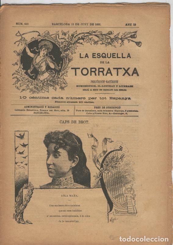 Postales: La esquella de la Torratxa numero 0648 del 13 junio 1891 - Varios