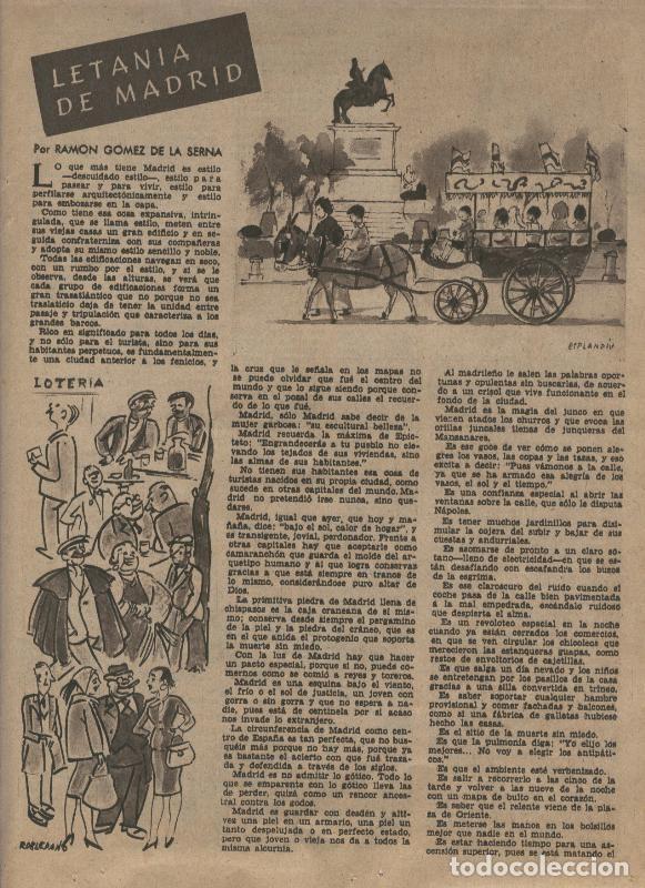 Postales: ABC 13 mayo 1956: Madrid: Letania de Madrid por Ramon Gomez de la Serna - Varios