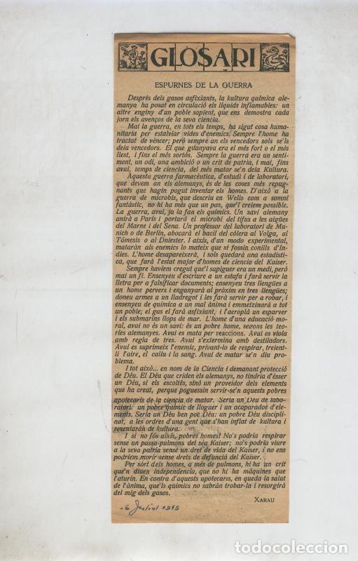 Postkarten: Glosari: Espurnes de la guerra por Xarau publicado el 6.7.1915 - Varios