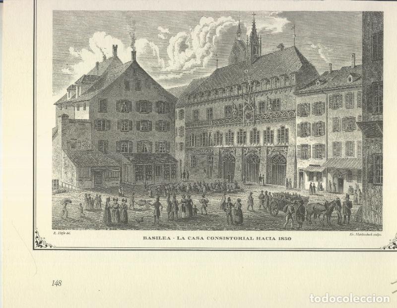 Postales: Lamina 55: Basilea, la casa consistorial hacia 1850 - Varios