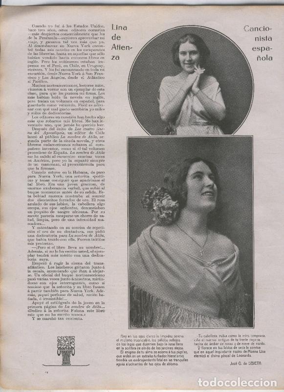 Postcards: Nuevo Mundo numero 1513 del 19.1.1923: Lina de Atienza, cancionista espa&ntilde;ola - Varios