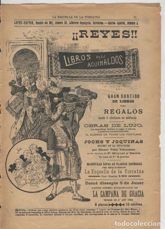 Postcards: La esquella de la Torratxa pagina suelta propaganda de reyes, a&ntilde;o 1895 - Varios