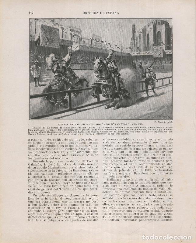 Cartes Postales: Historia de Espa&ntilde;a lamina 105: Fiestas en Barcelona en honor de Don Carlos I (1519) - Varios