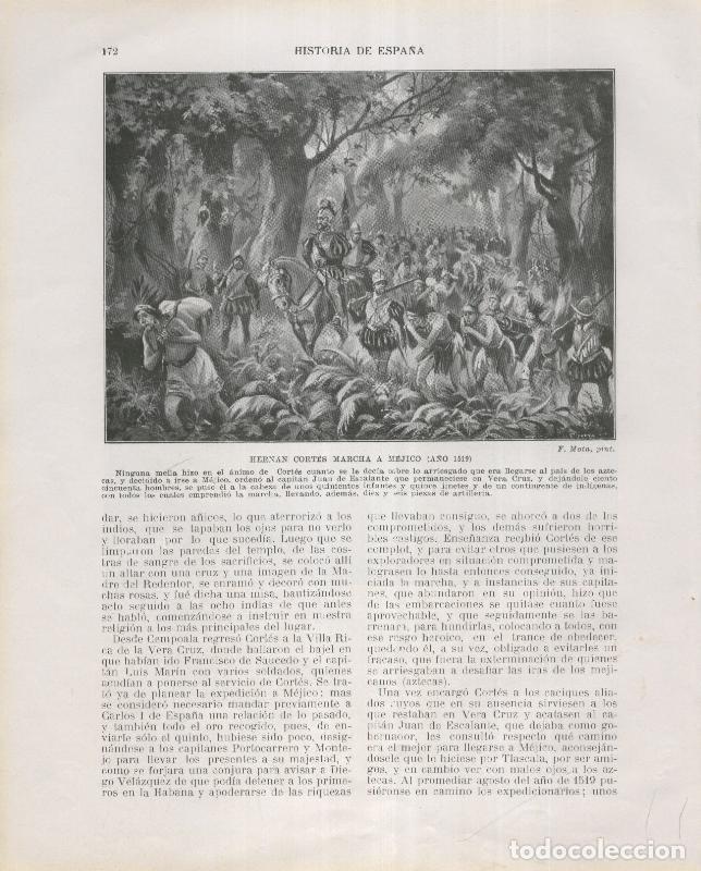 Postcards: Historia de Espa&ntilde;a lamina 126: Hernan Cortes marcha a mejico (1519) - Varios