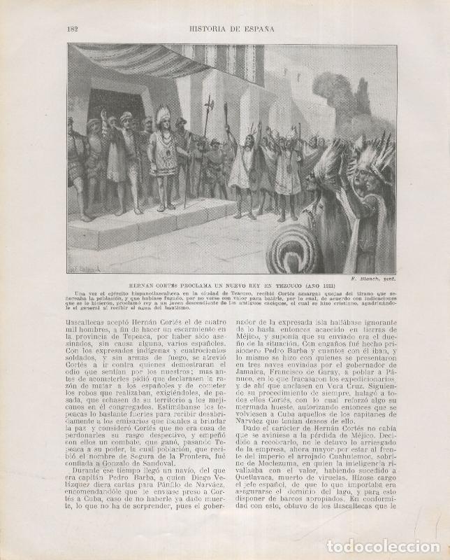 Postkarten: Historia de Espa&ntilde;a lamina 131: Hernan Cortes proclama un nuevo rey en Tezcuco (1521) - Varios