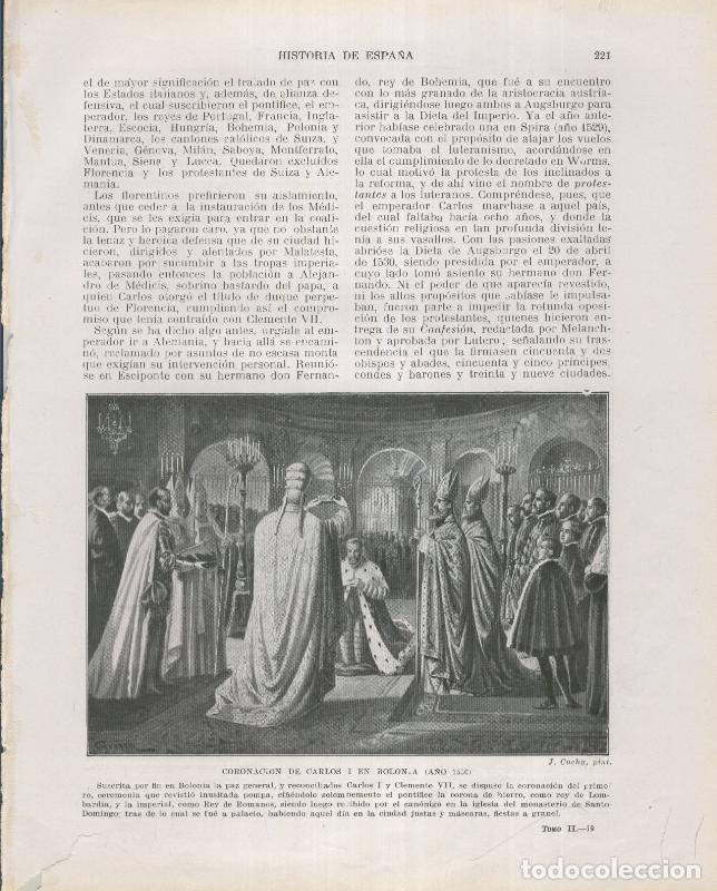 Postais: Historia de Espa&ntilde;a lamina 150: Coronacion de Carlos I en Bolonia (1530) - Varios