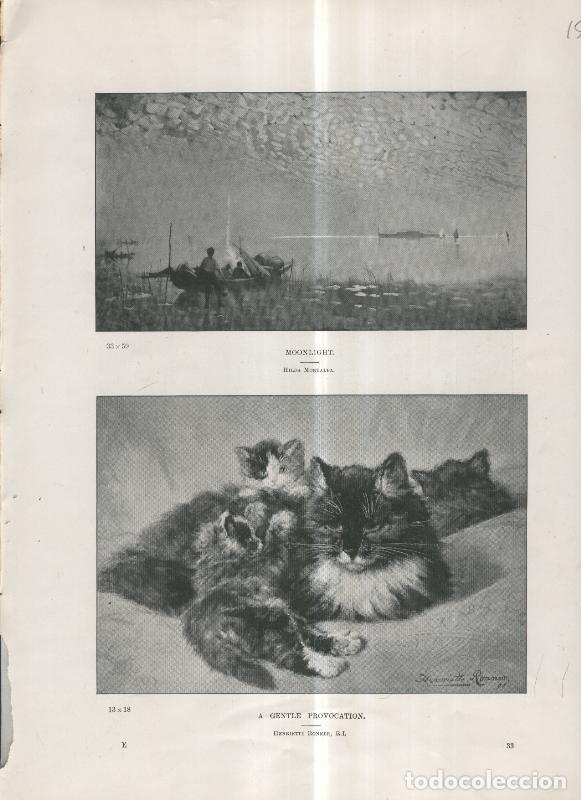 Postkarten: Lamina 015: Moonlight por Hilda Montalba y A Gentle provocation por Henriette Ronner R.I - Varios