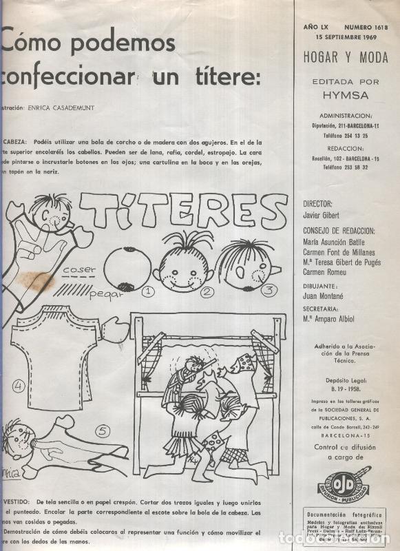 Postkarten: El Hogar y la Moda numero 1618 (15.9.1969): Como confeccionar un titere - Varios