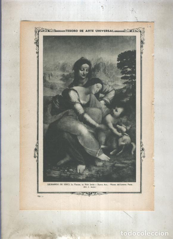 Postales: Lamina 061: La Virgen, el Ni&ntilde;o Jesus y Santa Ana de Leonardo da Vinci - Varios