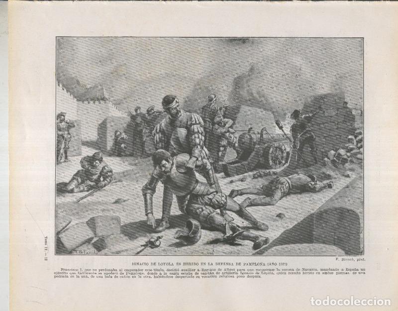 Postales: Historia de Espa&ntilde;a lamina 049: Ignacio de Loyola es herido en la defensa de Pamplona (1521) - Varios