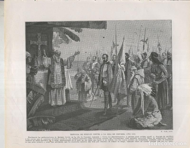 Postkarten: Historia de Espa&ntilde;a lamina 051: Llegada de Hernan Cortes a la isla de Cozumen (1519) - Varios