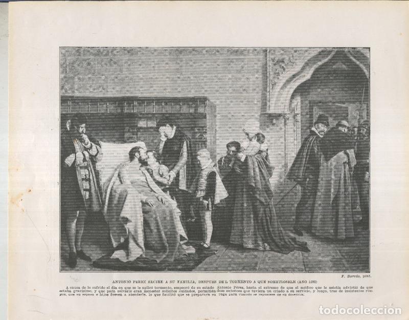 Postcards: Historia de Espa&ntilde;a lamina 060: Antonio Perez con su familia despues del tormento (1590) - Varios