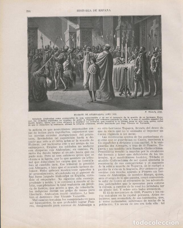 Postais: Historia de Espa&ntilde;a lamina 141: Muerte de Atahualpa (1533) - Varios