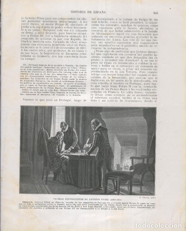 Postcards: Historia de Espa&ntilde;a lamina 207: Ultimas disposciones de Antonio Perez (1611) - Varios