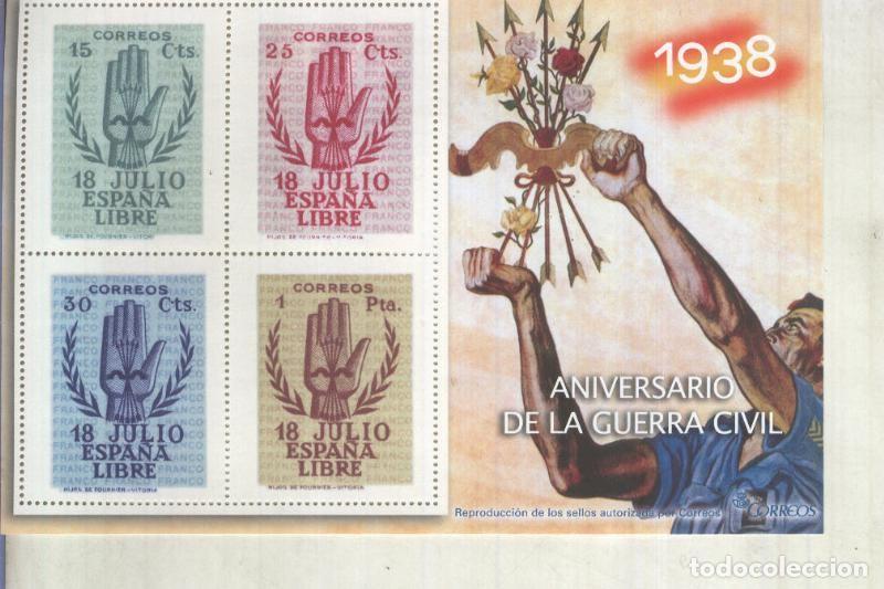 Cartes Postales: La Guerra Civil Espa&ntilde;ola en sellos de correos: Juego 4 sellos 1938: Aniversario Guerra Civil - vario