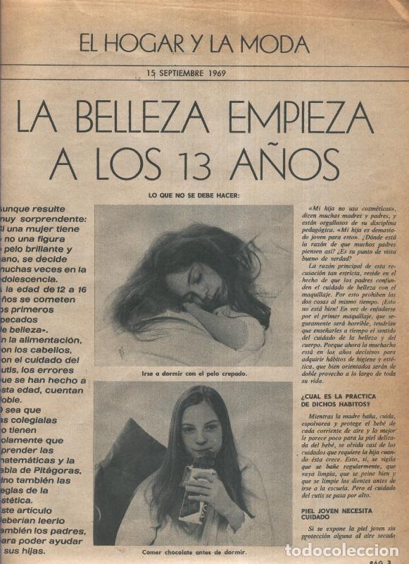 Cartes Postales: El Hogar y la Moda numero 1618 (15.9.1969): La belleza a los 13 a&ntilde;os - Varios