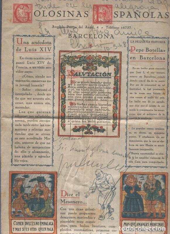 Cartes Postales: Golosinas espa&ntilde;olas, propaganda del meson mismo nombre - Varios