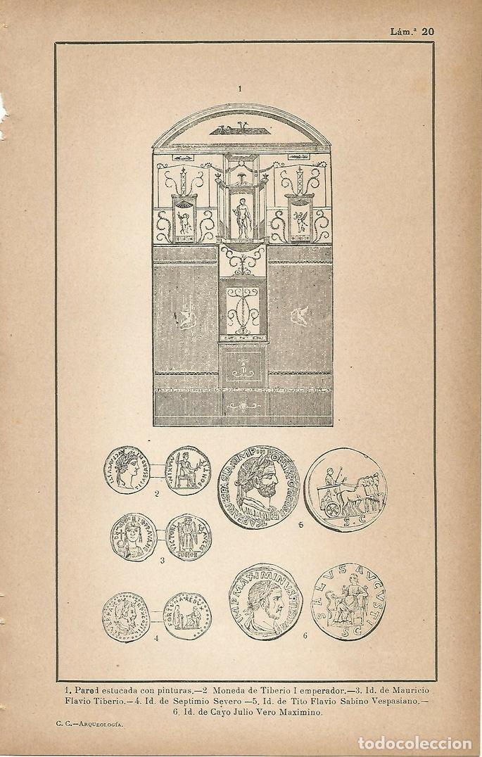 Postcards: Lamina 020: Pintura romana - Monedas imperiales romanas - C&eacute;sar Cant&uacute;
