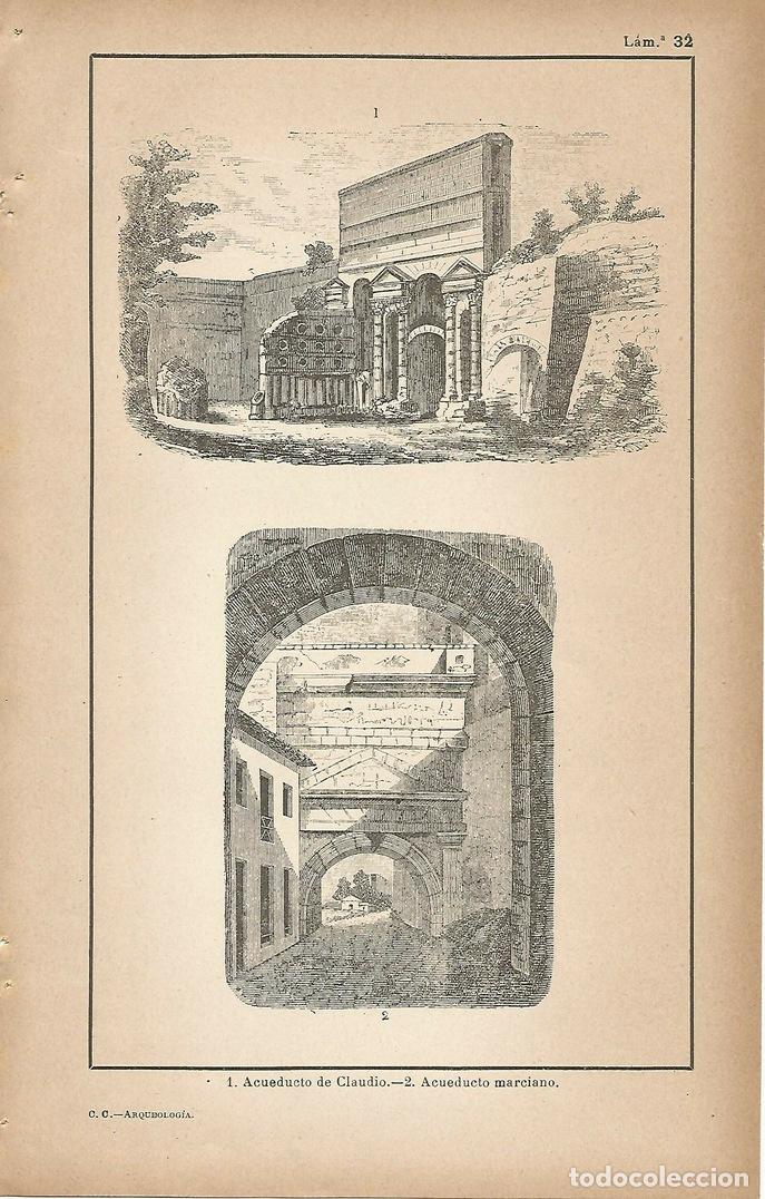 Cartoline: Lamina 032: Acueducto de Claudio y Acueducto Marciano - C&eacute;sar Cant&uacute;