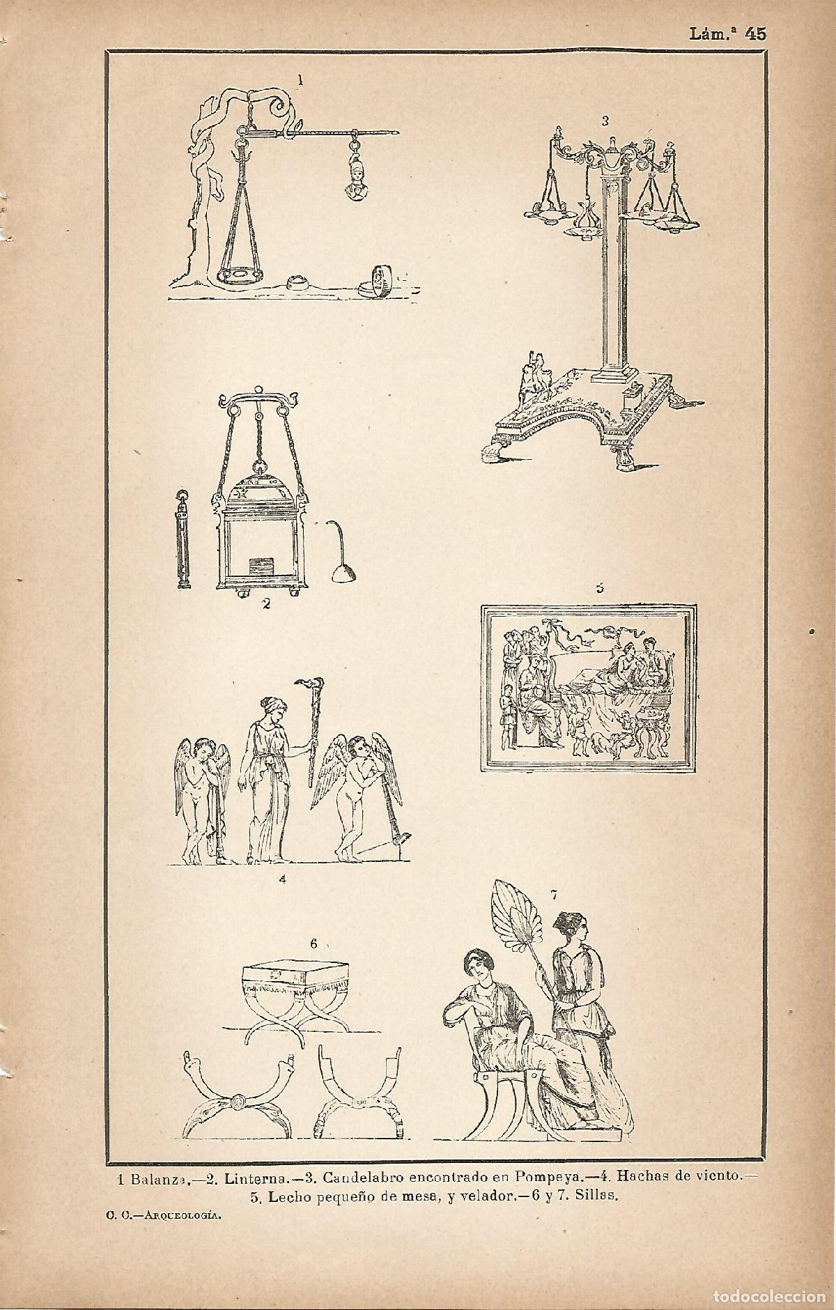 Cartoline: Lamina 045: Utensilios romanos - C&eacute;sar Cant&uacute;
