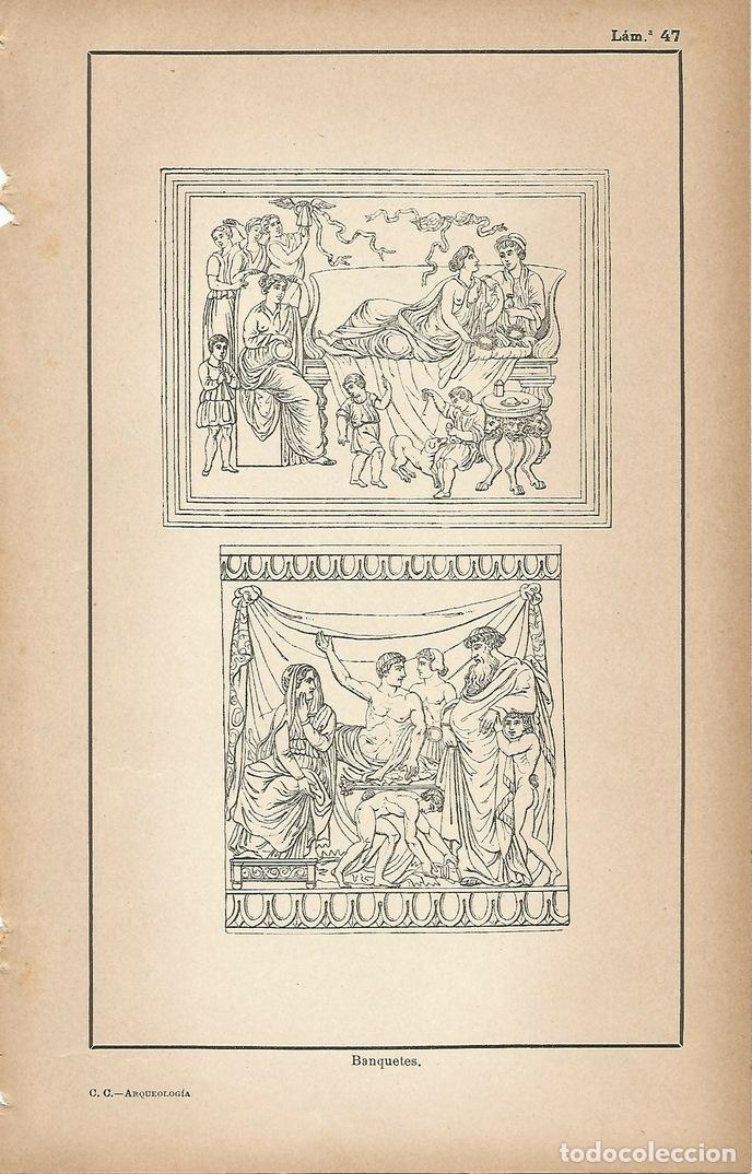 Postcards: Lamina 047: Escenas de banquetes romanos - C&eacute;sar Cant&uacute;