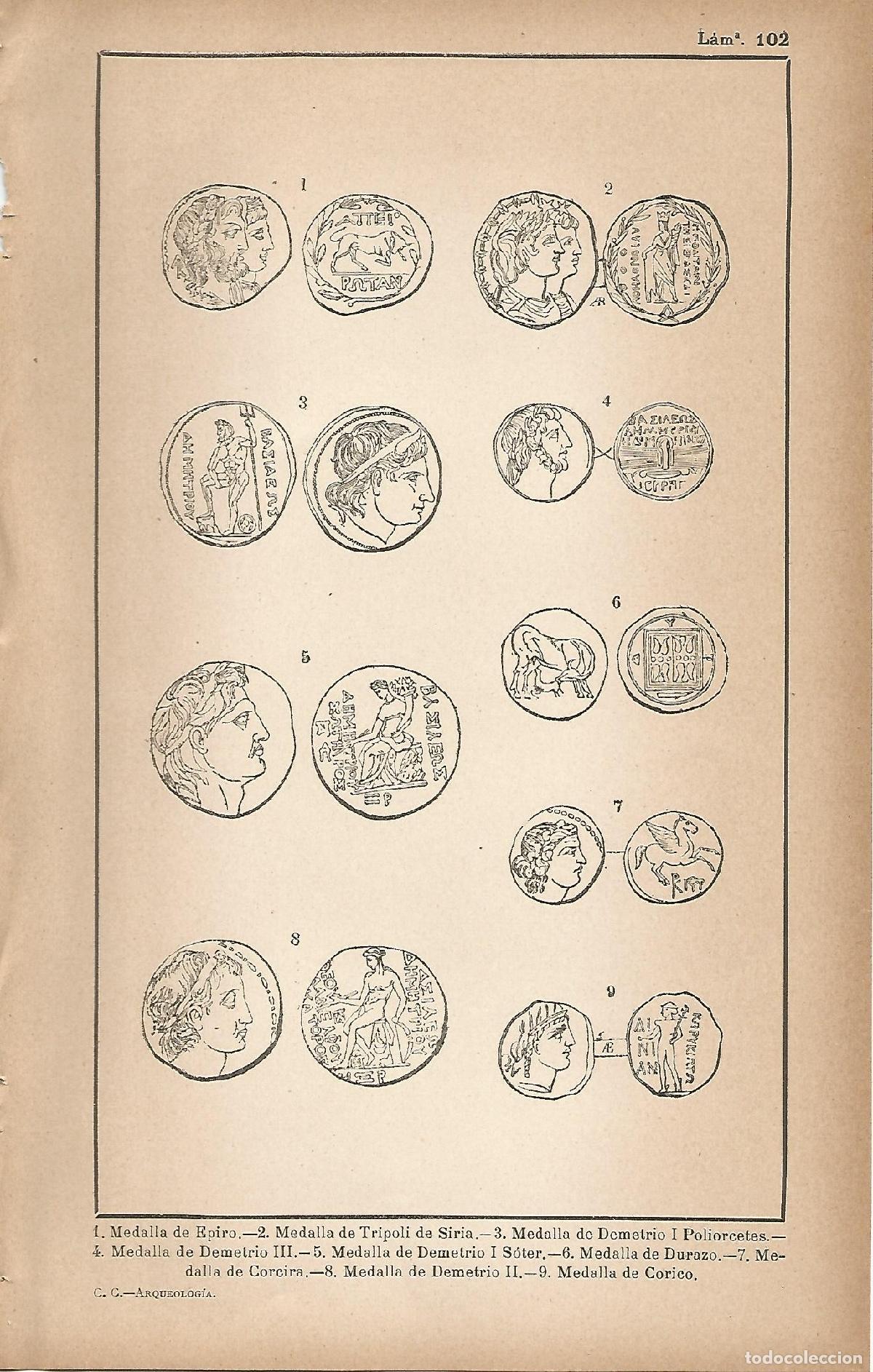 Postkarten: Lamina 102: Monedas helenisticas - C&eacute;sar Cant&uacute;
