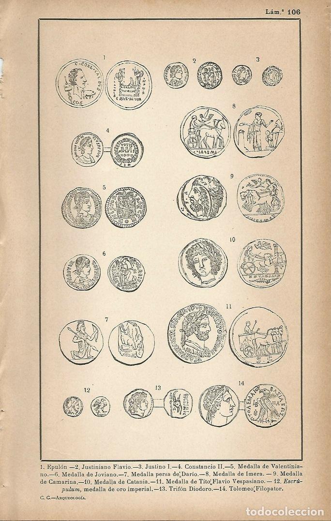 Cartoline: Lamina 106: Monedas romanas - C&eacute;sar Cant&uacute;
