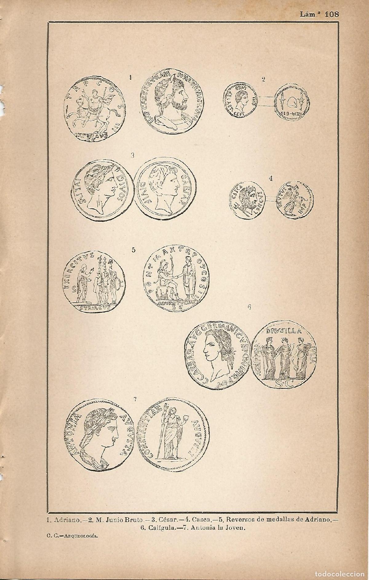 Cartoline: Lamina 108: Monedas imperiales romanas - C&eacute;sar Cant&uacute;
