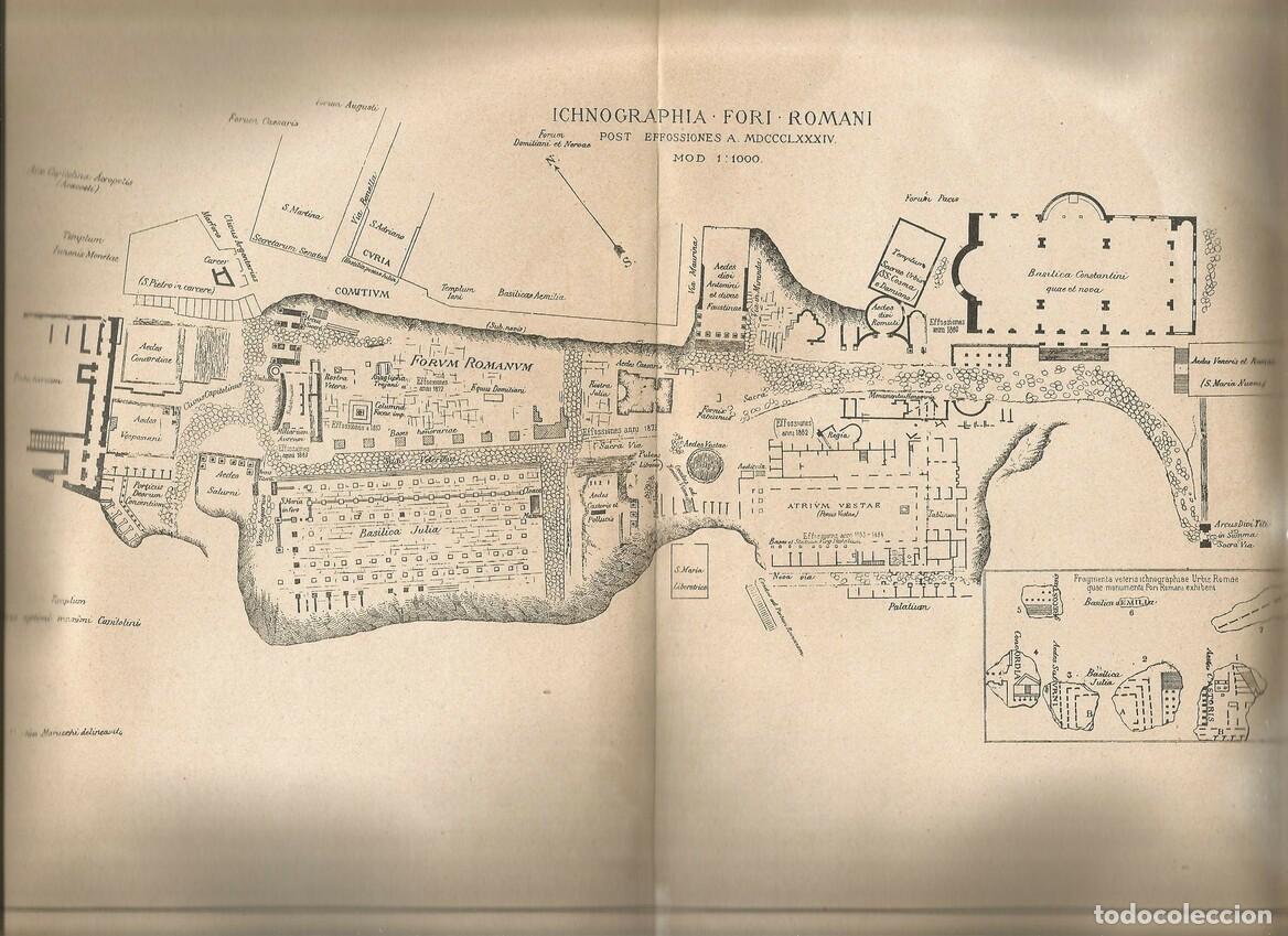 Cartoline: Lamina 145: Plano del Foro Romano. 1884 - C&eacute;sar Cant&uacute;