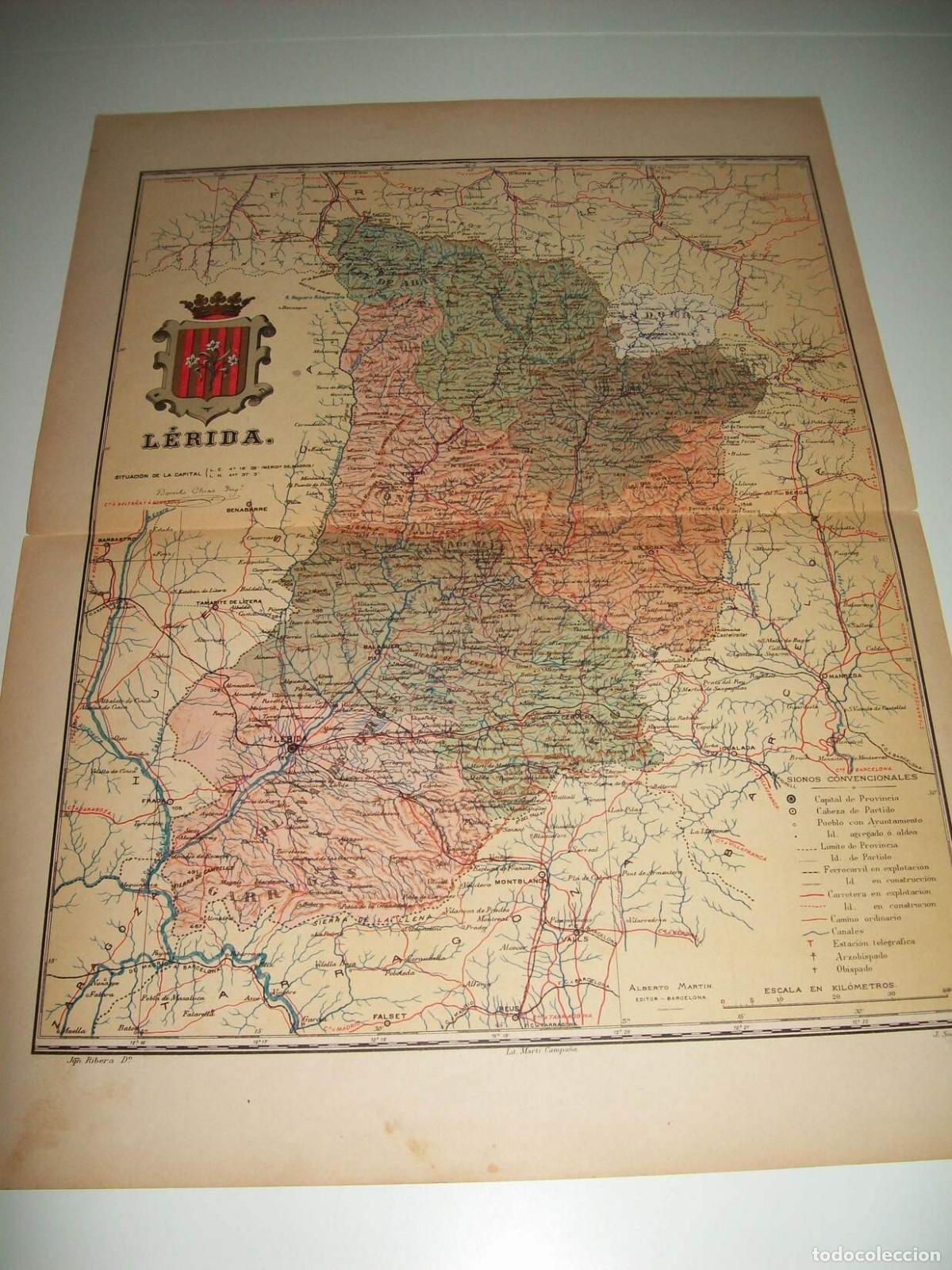 Postkarten: Mapa de la provincia de Lerida. Firmado por Benito Chias - Benito Ch&iacute;as y Carb&oacute;