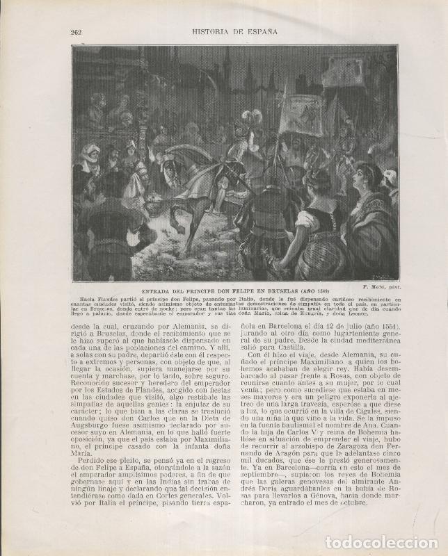 Postcards: Historia de Espa&ntilde;a lamina 167: Entrada del principe Don Felipe en Bruselas (1549) - Varios