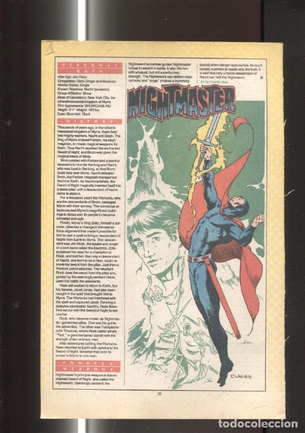 Cartes Postales: Ficha personaje DC Comics numero 001: Nightmaster y The Nighthawk - VARIOS