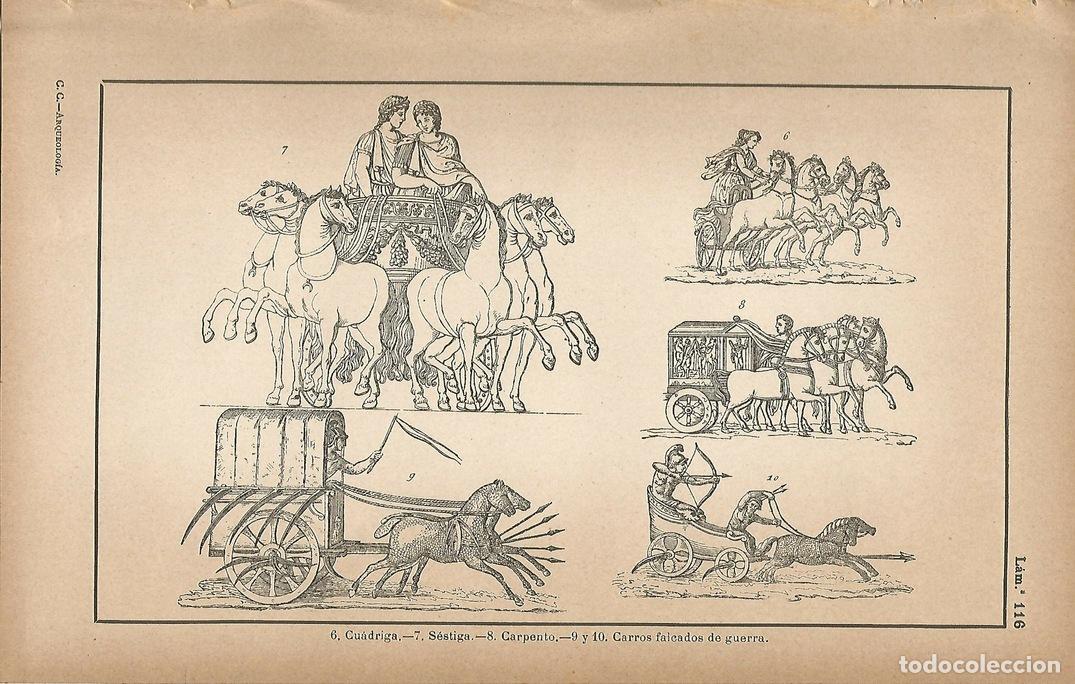 Postales: Lamina 116. Carros romanos - C&eacute;sar Cant&uacute;