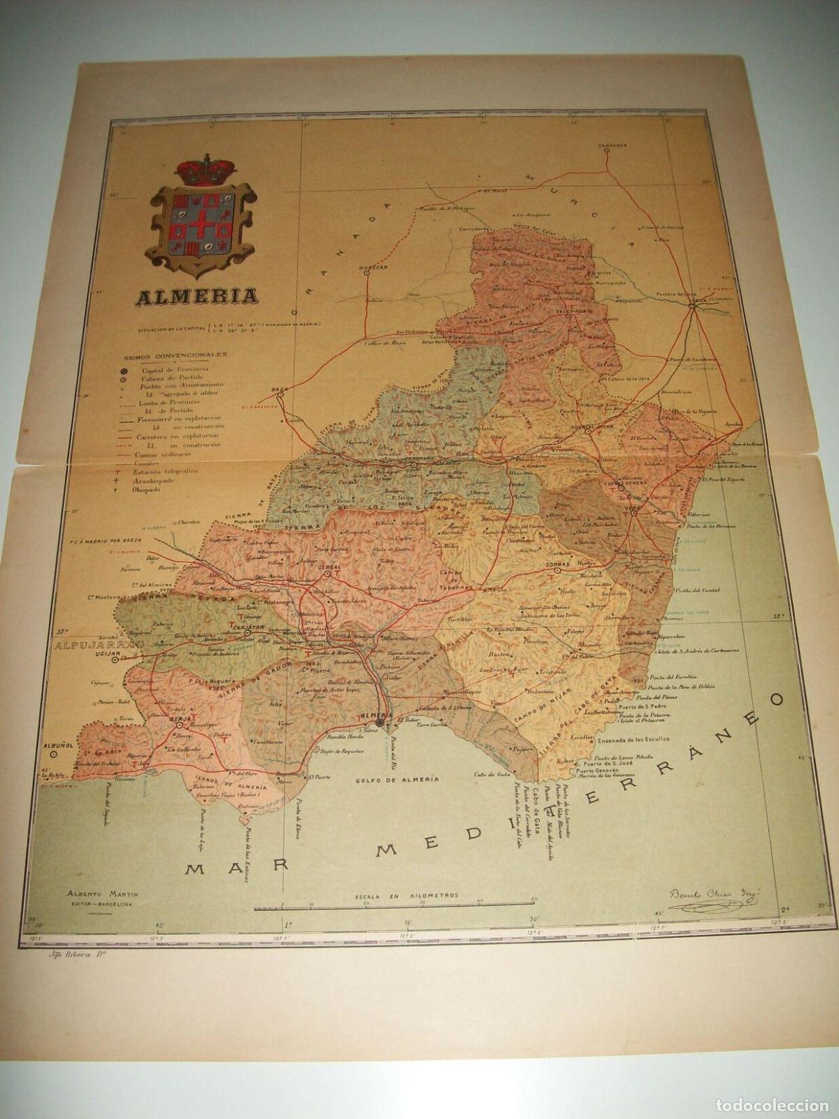 Postkarten: Mapa de la provincia de Almeria.Firmado por Benito Chias - Benito Ch&iacute;as y Carb&oacute;