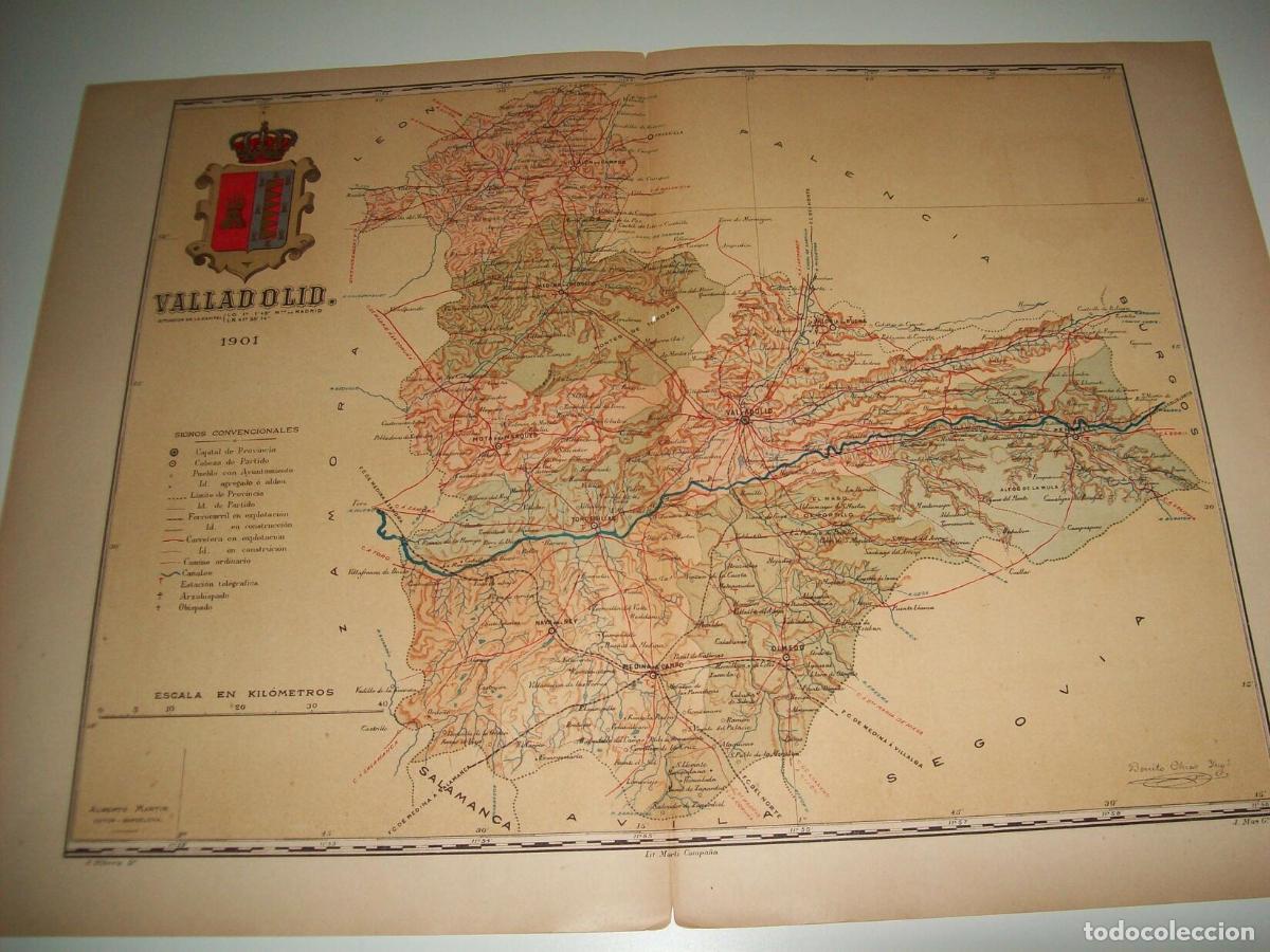Cartoline: Mapa de la provincia de Valladolid. 1901. Firmado por Benito Chias - Benito Ch&iacute;as y Carb&oacute;