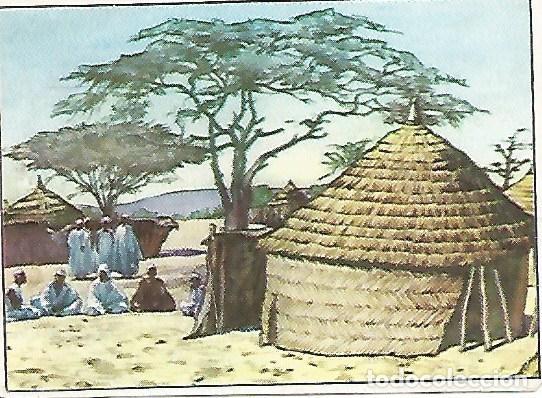 Postales: CROMO CHOCOLATES BATANGA - Album no 2 A traves de Africa. Serie IV. Cromo no 1. Poblado de Nigeria