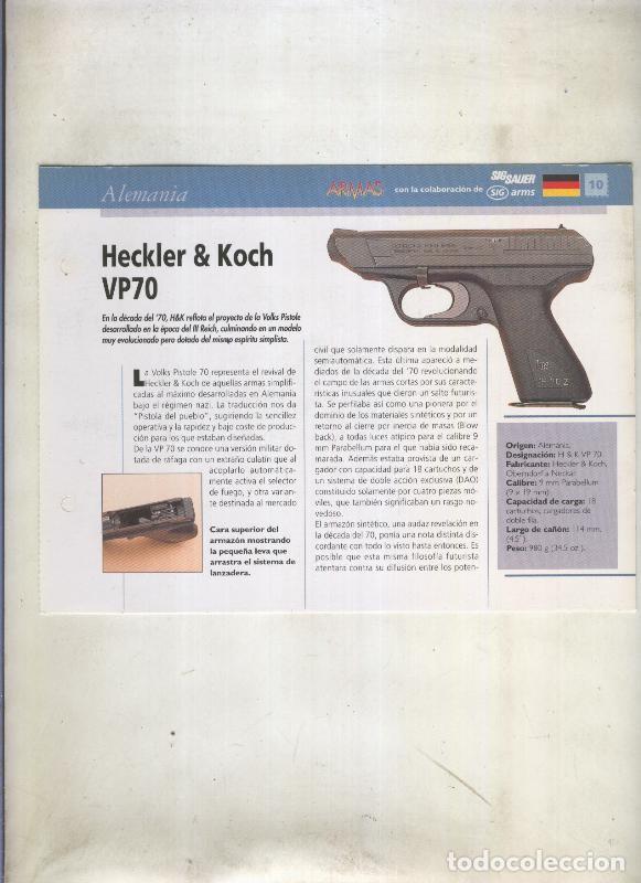 Postcards: Ficha revista Armas numero 10: Heckler & Koch VP70 (alemania) - Varios