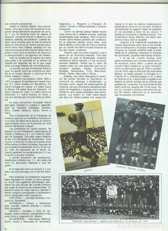 Postcards: Espa&ntilde;a 1982 lamina 34: Zamora, Alcantara, Samitier y Piera + Seleccion de 1929 - Varios