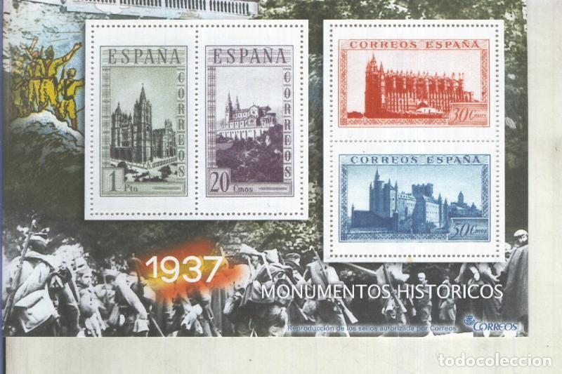 Postkarten: La Guerra Civil Espa&ntilde;ola en sellos de correos: Juego 4 sellos 1937: Monumentos historicos - varios