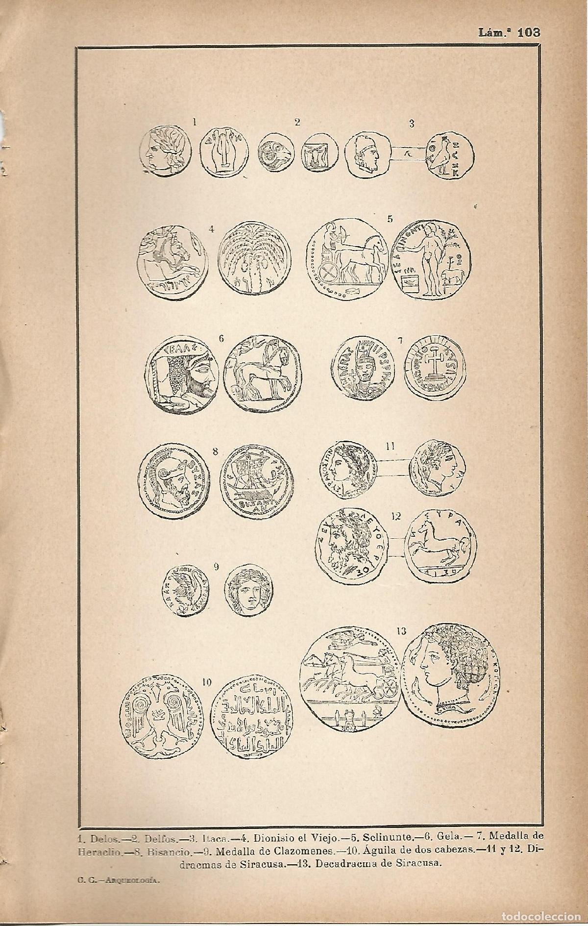 Cartoline: Lamina 103: Monedas griegas - C&eacute;sar Cant&uacute;