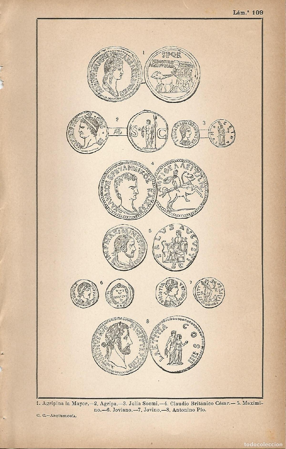 Postkarten: Lamina 109: Monedas imperiales romanas - C&eacute;sar Cant&uacute;