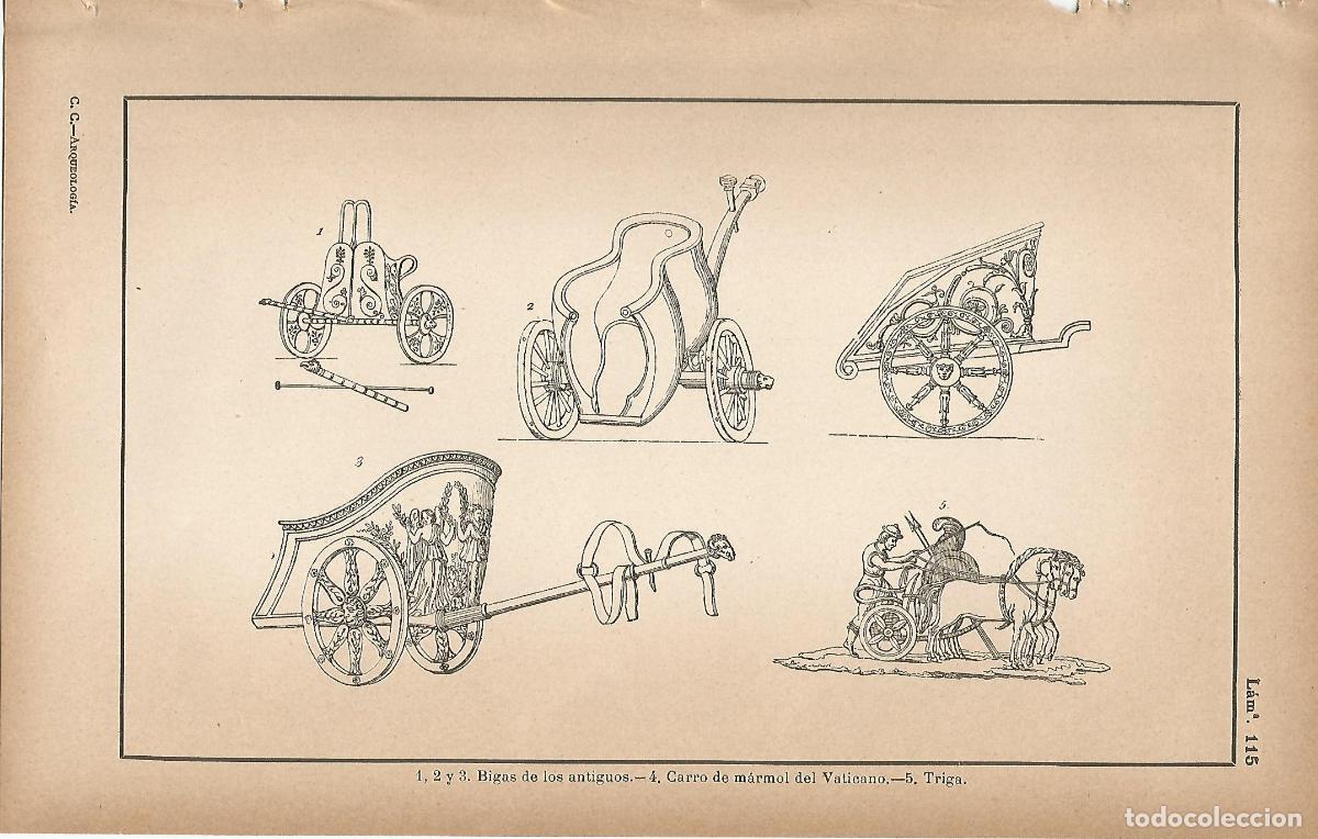 Cartoline: Lamina 115: Carros romanos - C&eacute;sar Cant&uacute;