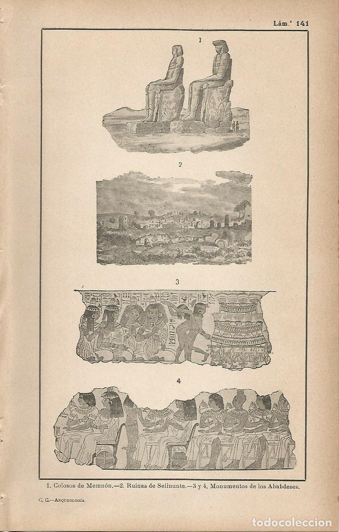 Postkarten: Lamina 141: Colosos de Memnon - Ruinas de Selinunte - Pinturas egipcias - C&eacute;sar Cant&uacute;