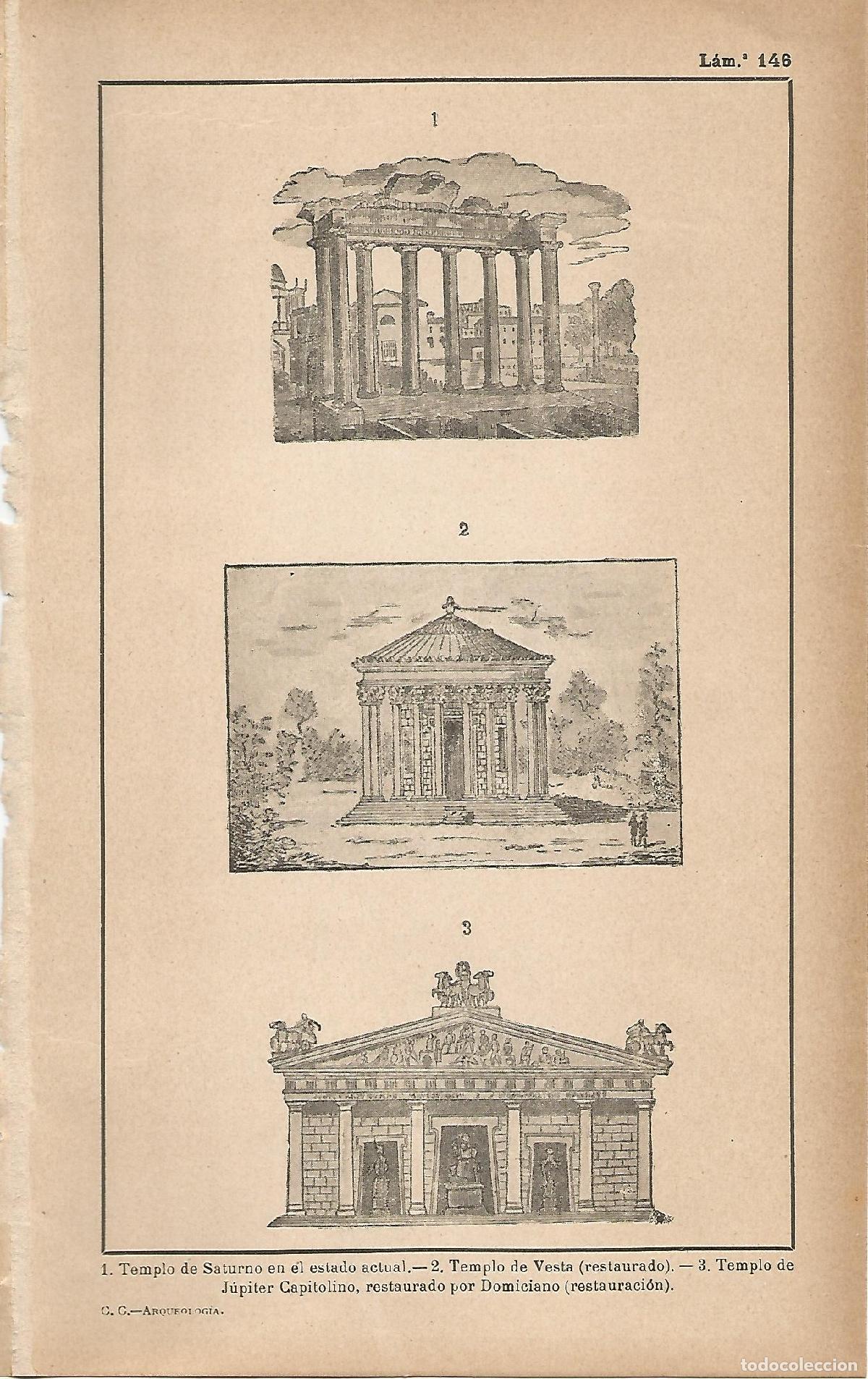 Cartoline: Lamina 146: Templo de Saturno - Templo de Vesta - Templo de Jupiter Capitolino. Roma - C&eacute;sar Cant&uacute;