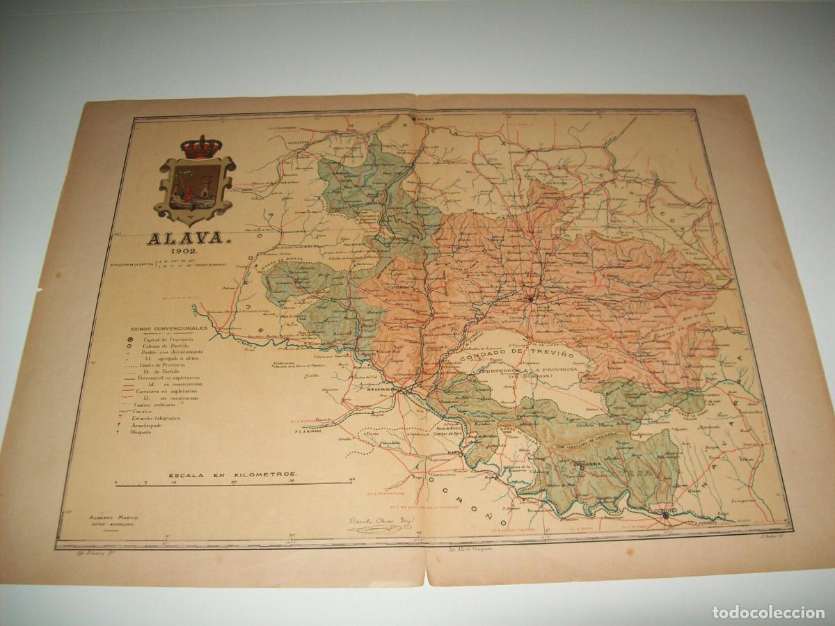 Cartoline: Mapa de la provincia de Alava. 1902. Firmado por Benito Chias - Benito Ch&iacute;as y Carb&oacute;