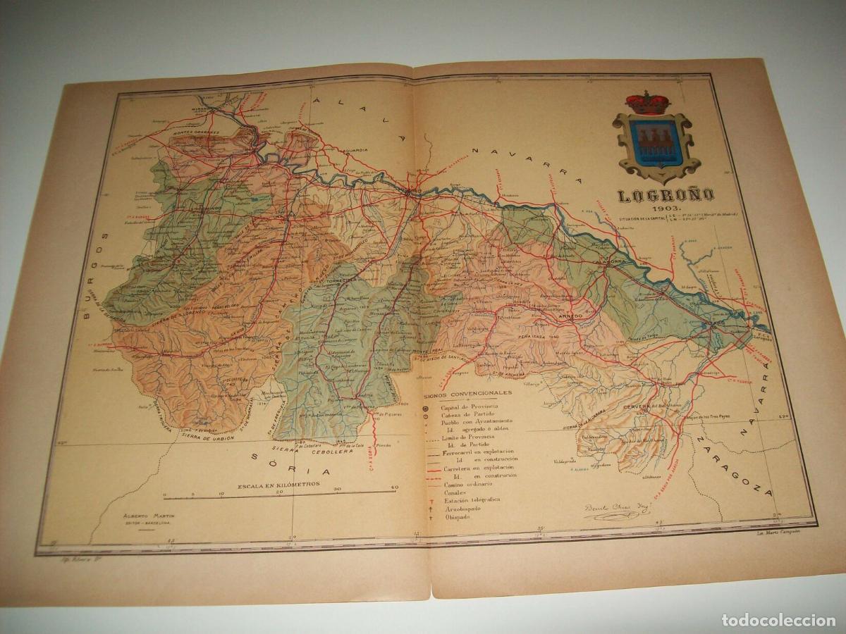 Postkarten: Mapa de la provincia de Logro&ntilde;o .1903. Firmado por Benito Chias - Benito Ch&iacute;as y Carb&oacute;