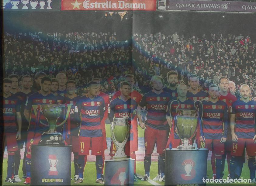 Postkarten: El Bar&ccedil;a de las 5 Copas: pagina central diario Sport del 31.12.2015 - varios